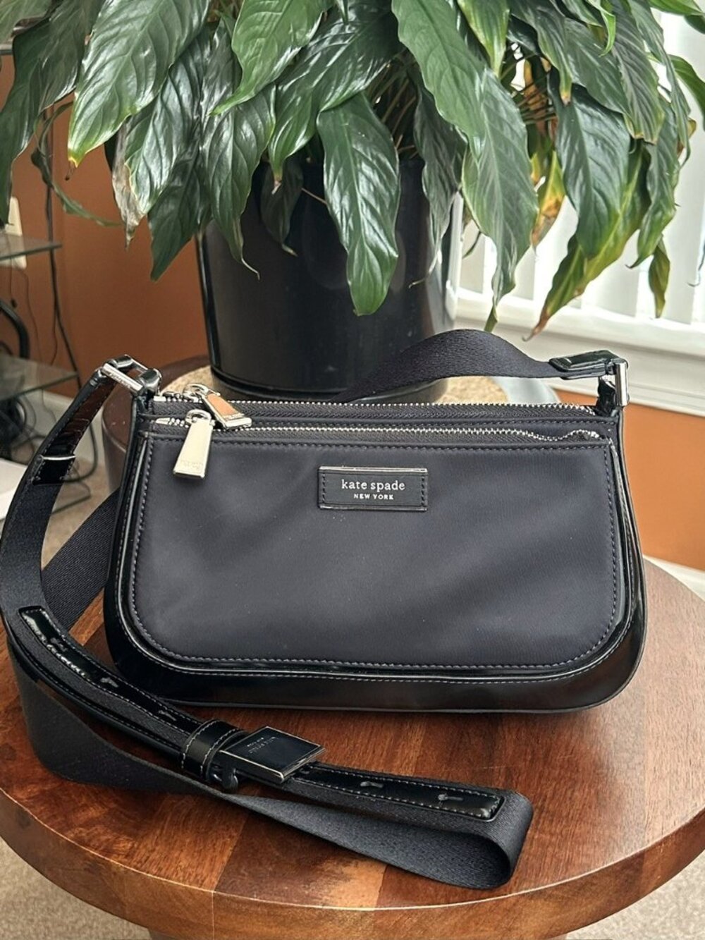 KATE SPADE Sam Icon Ksnyl Nylon East West Crossbody Bag, Black